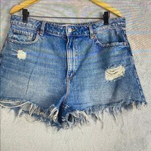 Distressed Blue Denim Shorts